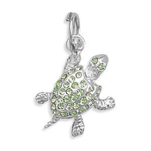    Sterling Silver Charm Pendant Cz Turtle Moveable Tortoise Jewelry