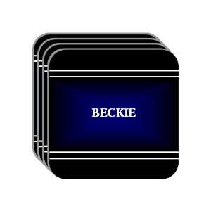 Personal Name Gift   BECKIE Set of 4 Mini Mousepad Coasters (black 