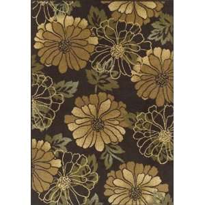  Area Rugs Modern Water Lillies Floral Brown 5x7: Furniture 