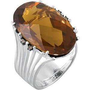 Amazing Brown Quartz & .04 carat total weight Champagne Diamond Ring 