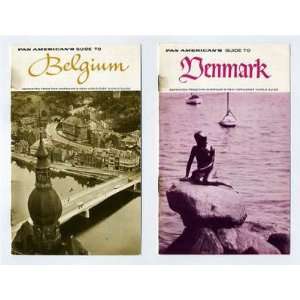  2 Pan American Travel Guides to Belgium & Denmark 1967 
