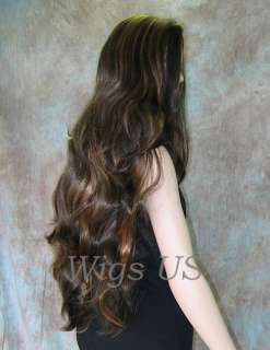 Wigs Brown & Strawberry XX Long layers skin top wig US Seller  