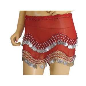  RED HIP SCARF WRAP BELLY DANCE COSTUME BELT COIN: Toys 