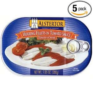 Alstertor Herring Fillets in Tomato Sauce, 7.05 Ounce Tin (Pack of 5)