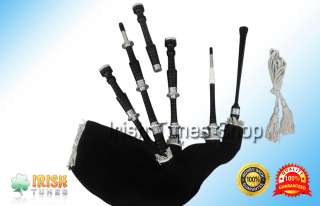 Highland Rosewood Bagpipe Full Set with Metal Engraved   Black Color 