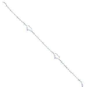  Sterling Silver Adjustable Heart Anklet Jewelry 10 