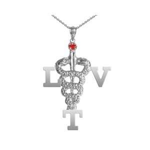  NursingPin   Licensed Vet Tech LVT Necklace with Ruby in 