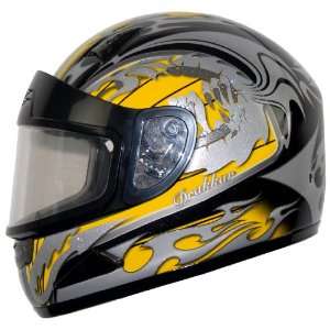   Yellow Drakkar Graphic Small Full Face Snowmobile Helmet Automotive