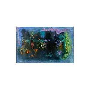 NOVICA Abstract Painting   Earthworm Home & Kitchen