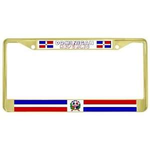   Republic Flag Gold Tone Metal License Plate Frame Holder: Automotive