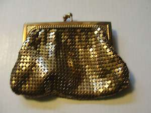 WHITTINGS & DAVIS MESH GOLD TONE ANTIQUE COIN BAG OR PURSE,VERY OLD 