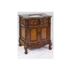  30 Inch Small Single Sink Vanity with Brown Marble Parquet Top 
