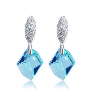  Beth Swarovski Crystal Earrings   Light Blue Jewelry