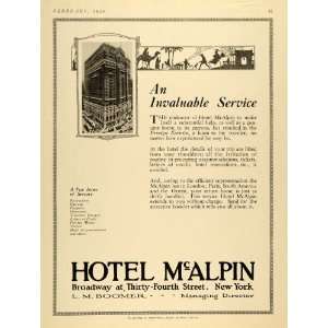  1920 Ad Hotel McAlpin L M Boomer Herald Square Towers 