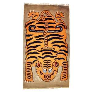   Brown Tiger Tibetan Rug, Yoga Rug,meditation Rug,#8 