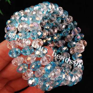 AB Sapphire Blue White Crystal Three Row Bracelet G2288  