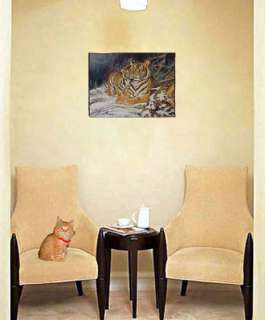   ELEGANT NEEDLEPOINT WOVEN TAPESTRY PAINTING:TIGER THE KING OF FOREST