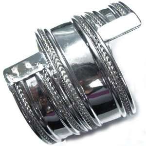  Iba Ethnic Silver Tone Metal Stylish Cuff Bracelet Jewelry 