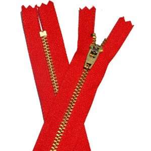  9 YKK Pants Brass Zipper #4.5   HOT Red 519 (3 Zippers 