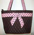 belvah brown pink w polka dot quilted handbag purse n