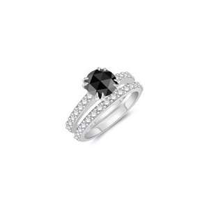 24 1.63 Cts Black Diamond & 0.64 Cts Diamond Engagement Wedding Ring 