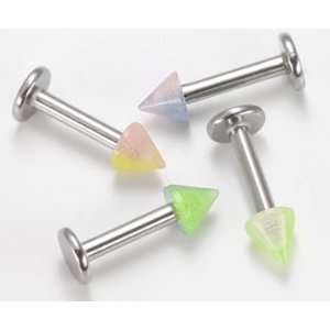 14g Acrylic 2 Tone Glow A+B Cone Spike Labret Lip Jewelry 1/4~6mm Mix 