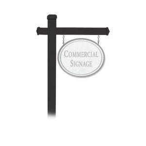   OVAL BLACK POST MOUNTED WHITE SIGN SILVER CHARACTERS: Home & Kitchen