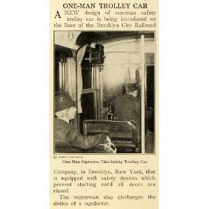  1920 Print Man Operated Trolley Car Brooklyn Railroad 