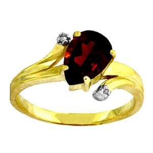   Genuine Pear Garnet & Diamond 14k Gold Promise Ring: Jewelry