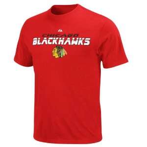  NHL Majestic Chicago Blackhawks Red Attack Zone T shirt 