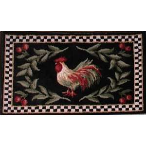   Rugs Carpet Black 20 X 30 rooster checkerboard Exact Size20 X 30