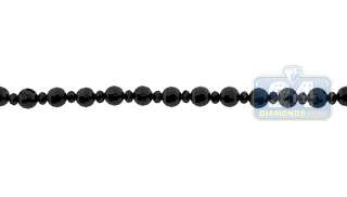 Black Stainless Steel Bead Stone Rosary Necklace 20 Inc  