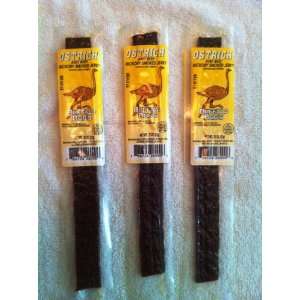 Wild Game Beef Jerky  Ostrich Jerky 3 Pack:  Grocery 