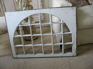 THE BEST Old Architectural ARCHED WINDOW FRAME 22 Panes Chippy White 