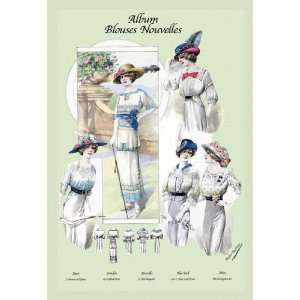  Album Blouses Nouvelles Ladies in Flowered Hats 20x30 