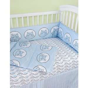   Modern Basics HP   BUCOL Boo Blue Hippo Crib Bedding Collection: Baby