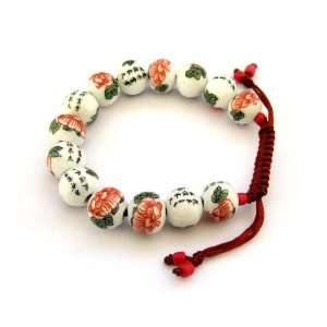   Porcelain Flower Beads Wrist Mala Bracelet for Meditation Jewelry