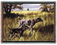 German Short Haired Pointer Dogs in Field Scene Jacquard Woven 