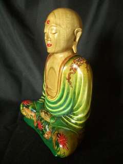 Crocodile Wood Hand Carved and Painted Buddha Sculpture