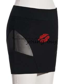 Black Mesh Insert Jersey MINI Skirt US Sz 4~14 w1478  