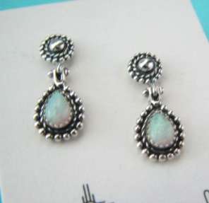 Oxidized Sterling Silver Created Opal Teardrop Dangle Earrings