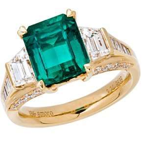   18kt Yellow Gold Uniquely Crafted Colombian Emerald and Diamond Ring