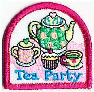 Girl TEA PARTY PINK Fun Patches Crests SCOUTS/GUIDES  