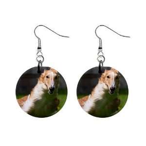  Borzoi Button Earrings A0034 