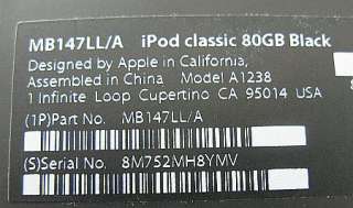 Apple iPod Classic Black 80GB A1238 AS IS  