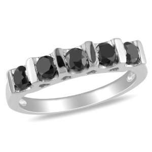  Sterling Silver 3/4 CT TDW Black Diamond Fashion Ring 