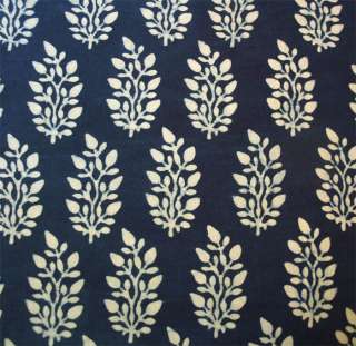 Hand Block Print, Cotton Fabric. Natural Indigo Dye  