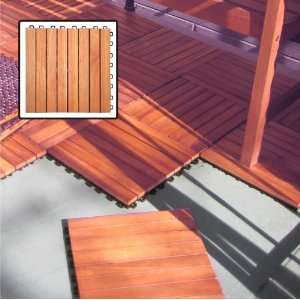   Straight Slat Design   Interlocking Wood Deck Tile: Home & Kitchen