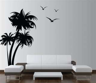 Large Tree Wall Decal Palm Coconut Forest Birds Kids Vinyl Sticker 