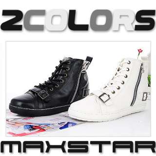 MaxStar Zippers Taller Insoles High Top Women Sneakers Shoes 2 Colors 